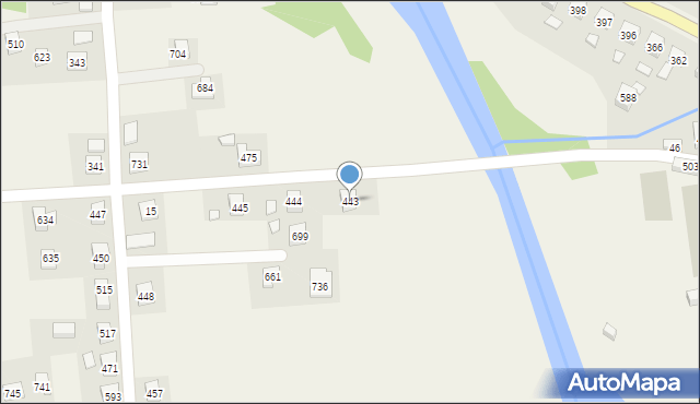 Stróże, Stróże, 443, mapa Stróże