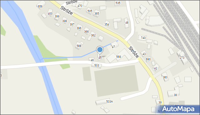 Stróże, Stróże, 45, mapa Stróże