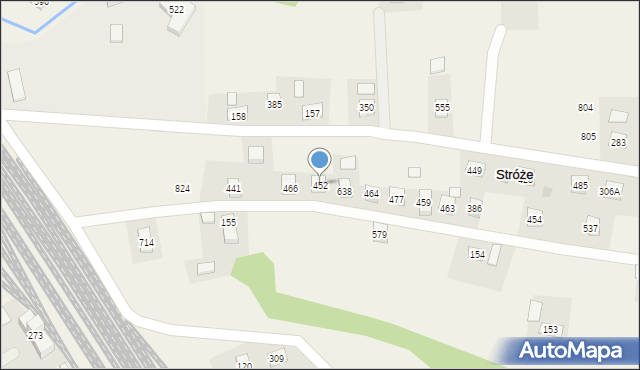 Stróże, Stróże, 452, mapa Stróże