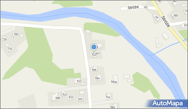Stróże, Stróże, 513, mapa Stróże