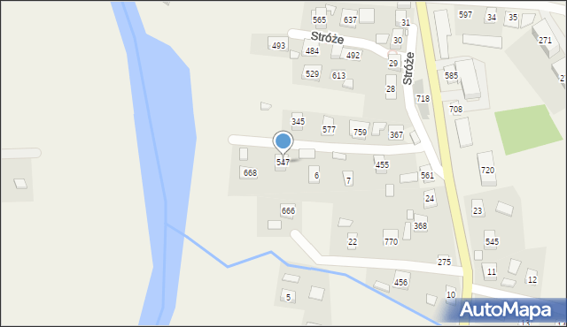 Stróże, Stróże, 547, mapa Stróże