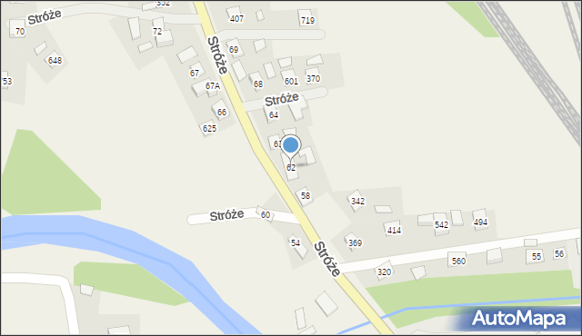 Stróże, Stróże, 62, mapa Stróże