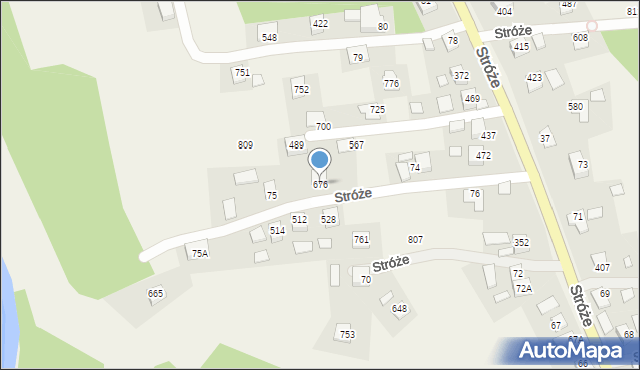 Stróże, Stróże, 676, mapa Stróże