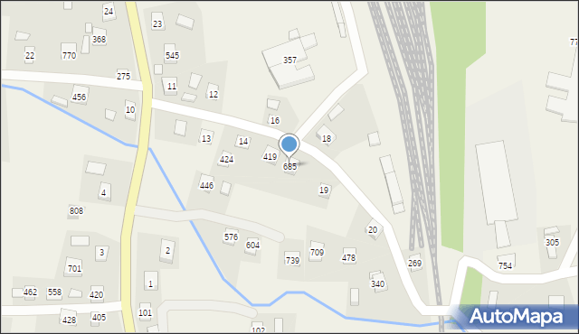 Stróże, Stróże, 685, mapa Stróże