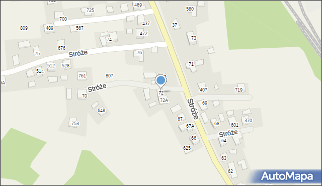 Stróże, Stróże, 72, mapa Stróże