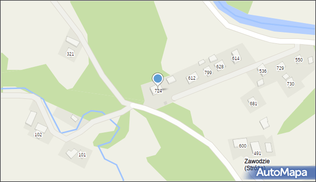 Stróże, Stróże, 724, mapa Stróże