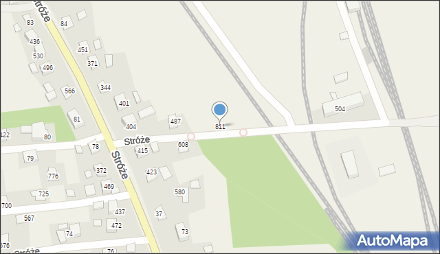 Stróże, Stróże, 811, mapa Stróże