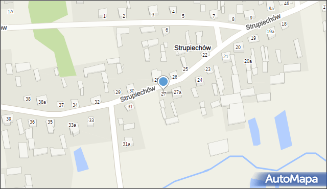 Strupiechów, Strupiechów, 27, mapa Strupiechów