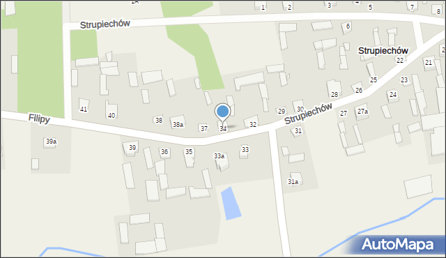 Strupiechów, Strupiechów, 34, mapa Strupiechów