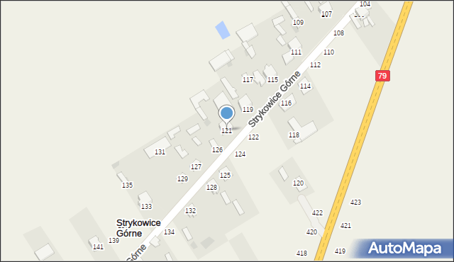 Strykowice Górne, Strykowice Górne, 121, mapa Strykowice Górne