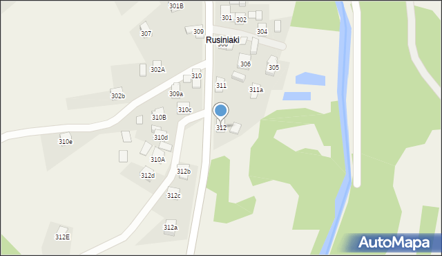 Stryszawa, Stryszawa, 312, mapa Stryszawa