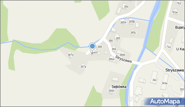 Stryszawa, Stryszawa, 367, mapa Stryszawa