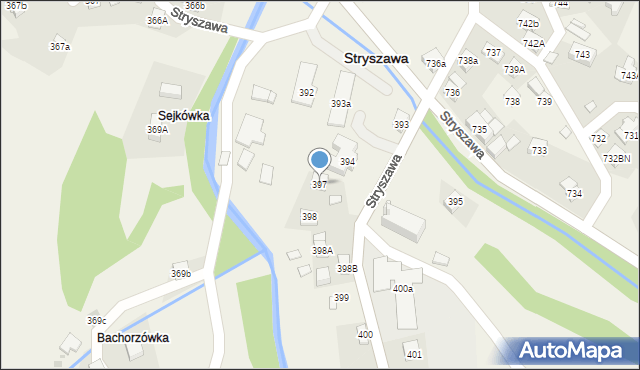 Stryszawa, Stryszawa, 397, mapa Stryszawa