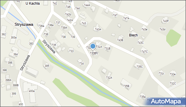 Stryszawa, Stryszawa, 732BN, mapa Stryszawa