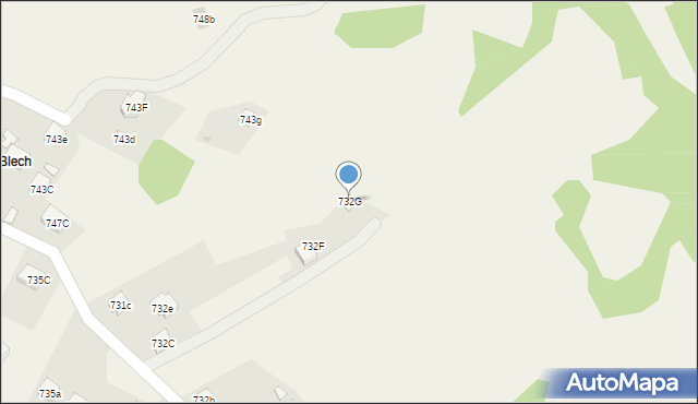 Stryszawa, Stryszawa, 732G, mapa Stryszawa
