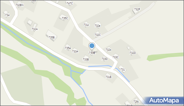 Stryszawa, Stryszawa, 733E, mapa Stryszawa