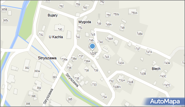 Stryszawa, Stryszawa, 742A, mapa Stryszawa