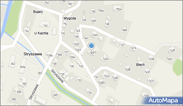 Stryszawa, Stryszawa, 743, mapa Stryszawa