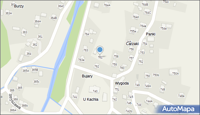Stryszawa, Stryszawa, 761, mapa Stryszawa