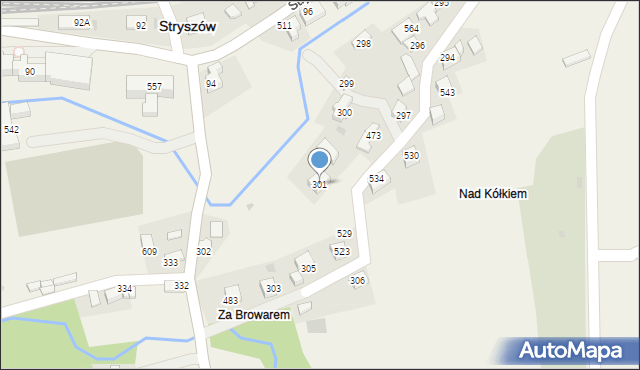 Stryszów, Stryszów, 301, mapa Stryszów