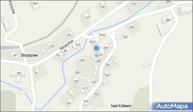 Stryszów, Stryszów, 564, mapa Stryszów