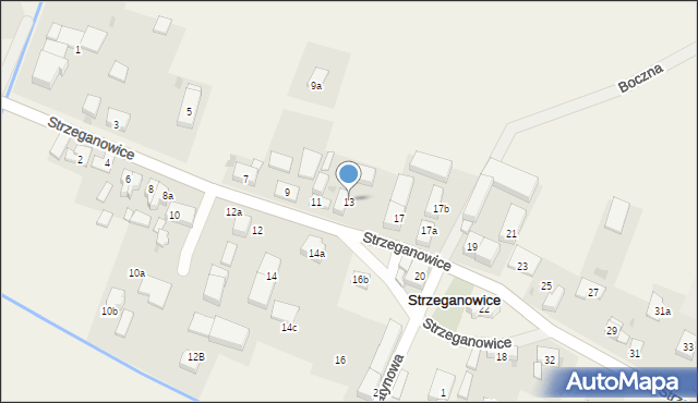 Strzeganowice, Strzeganowice, 13, mapa Strzeganowice