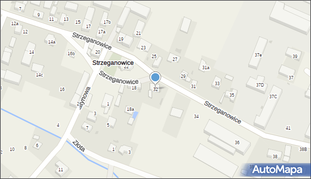 Strzeganowice, Strzeganowice, 32, mapa Strzeganowice