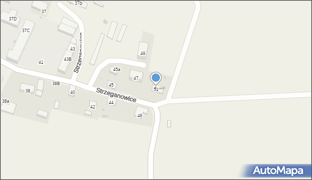 Strzeganowice, Strzeganowice, 51, mapa Strzeganowice