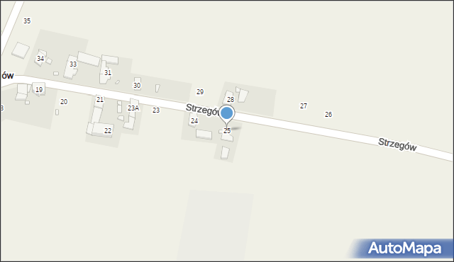 Strzegów, Strzegów, 25, mapa Strzegów