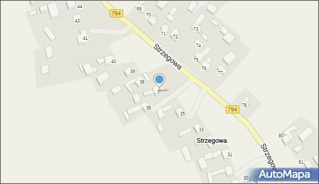 Strzegowa, Strzegowa, 37, mapa Strzegowa