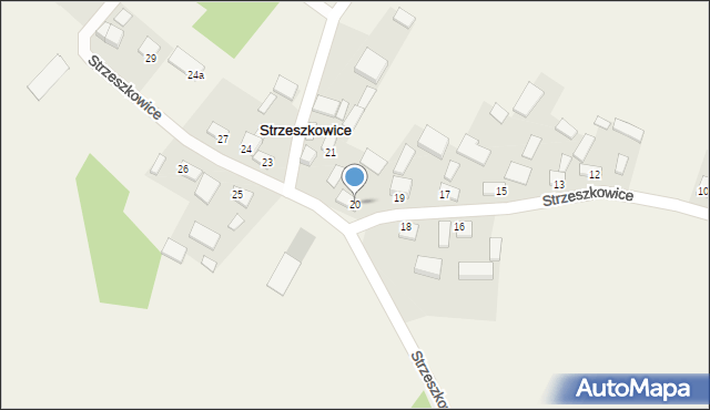 Strzeszkowice, Strzeszkowice, 20, mapa Strzeszkowice