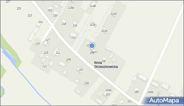 Strzeszkowice Duże, Strzeszkowice Duże, 208, mapa Strzeszkowice Duże