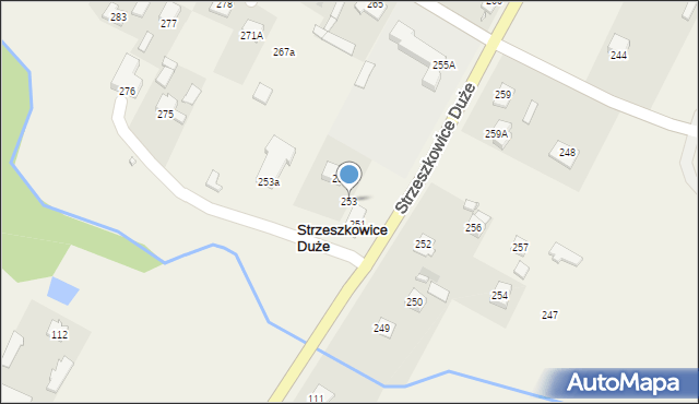 Strzeszkowice Duże, Strzeszkowice Duże, 253, mapa Strzeszkowice Duże