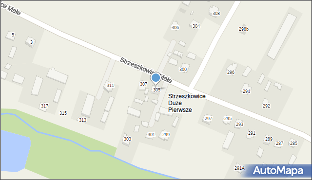 Strzeszkowice Duże, Strzeszkowice Duże, 305, mapa Strzeszkowice Duże