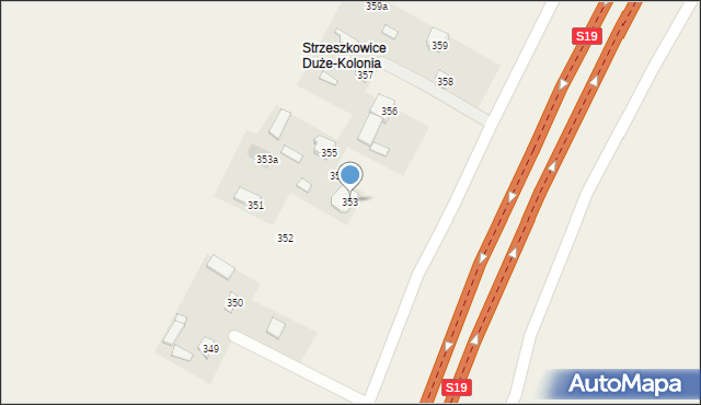 Strzeszkowice Duże, Strzeszkowice Duże, 353, mapa Strzeszkowice Duże