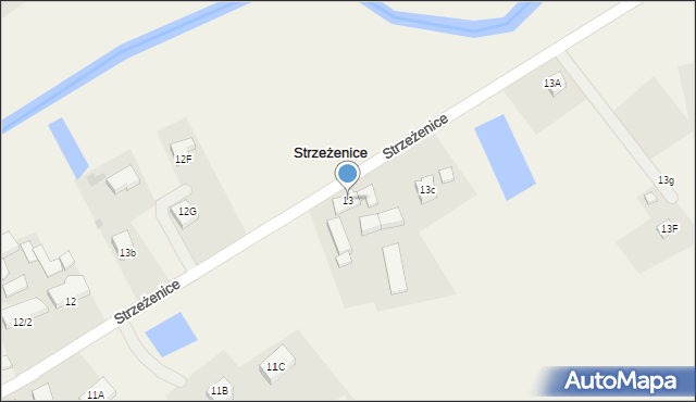 Strzeżenice, Strzeżenice, 13, mapa Strzeżenice