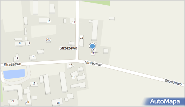 Strzeżewo, Strzeżewo, 14, mapa Strzeżewo