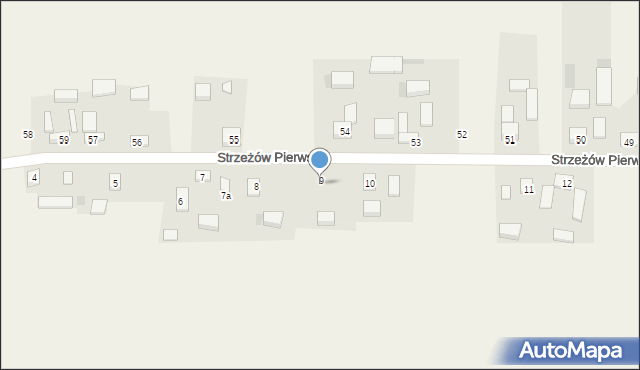 Strzeżów Pierwszy, Strzeżów Pierwszy, 9, mapa Strzeżów Pierwszy