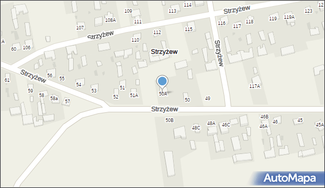Strzyżew, Strzyżew, 50A, mapa Strzyżew