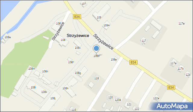 Strzyżewice, Strzyżewice, 108d, mapa Strzyżewice
