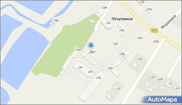 Strzyżewice, Strzyżewice, 108n, mapa Strzyżewice