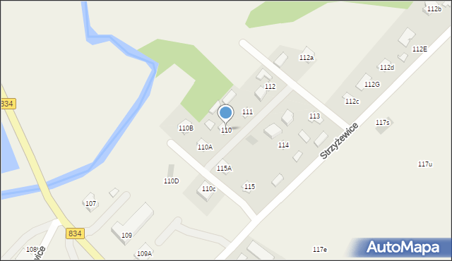 Strzyżewice, Strzyżewice, 110, mapa Strzyżewice