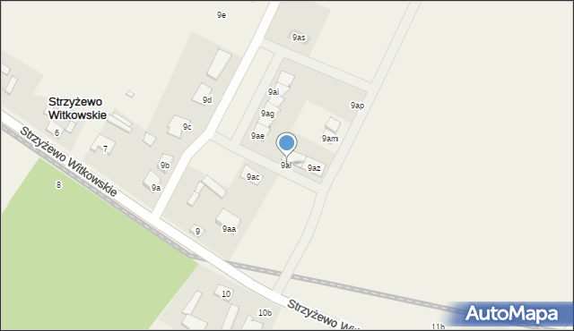 Strzyżewo Witkowskie, Strzyżewo Witkowskie, 9al, mapa Strzyżewo Witkowskie