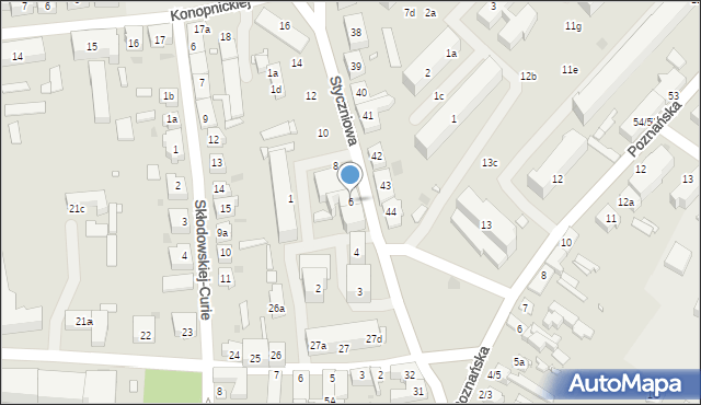 Sulechów, Styczniowa, 6, mapa Sulechów