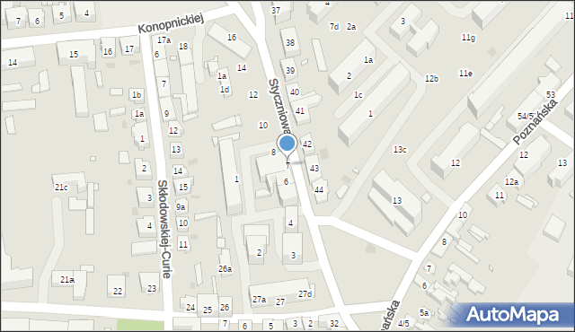 Sulechów, Styczniowa, 7, mapa Sulechów