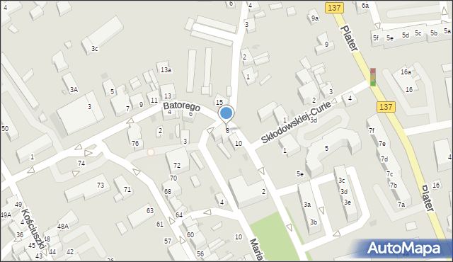 Sulęcin, Stefana Batorego, 8, mapa Sulęcin