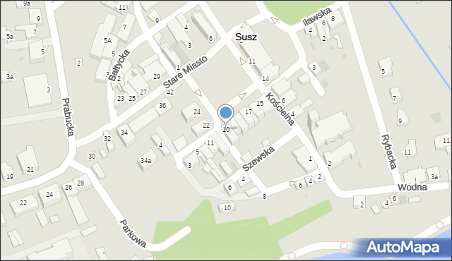 Susz, Stare Miasto, 10, mapa Susz