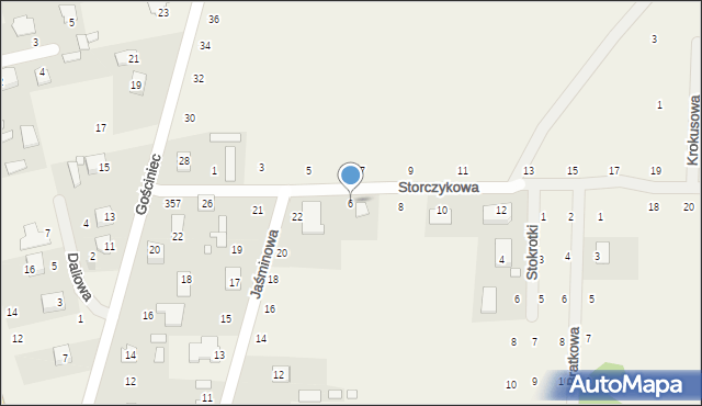 Suszno, Storczykowa, 6, mapa Suszno