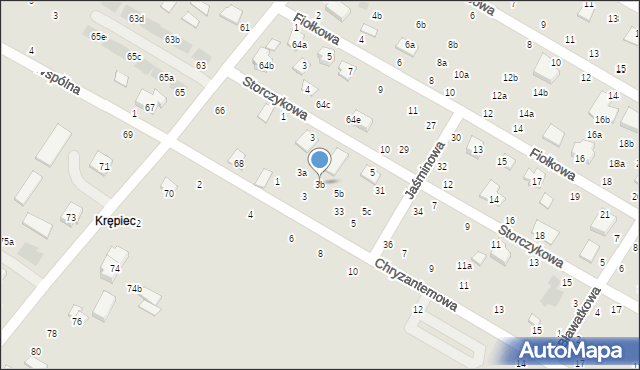 Świdnik, Storczykowa, 3b, mapa Świdnika