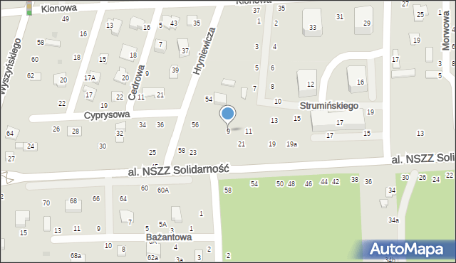 Świdnik, Strumińskiego Henryka, 9, mapa Świdnika